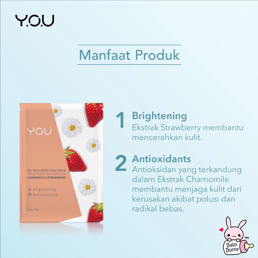 ❤ BELIA ❤ YOU My Skin - Mate Face Mask 22g | Sheet Masker Y.O.U makeups Skin Care (✔️BPOM)