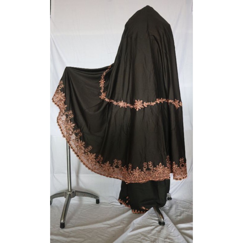 MUKENA PADANG HITAM KOMBINASI MOTIF "MATAHARI" (mukena pariaman, mukena bikittinggi)