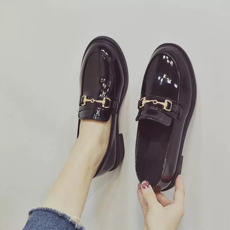 SEPATU WANITA DOCMART LOEFERS FLAT BLACK PREMIUM BEST SELLER 896