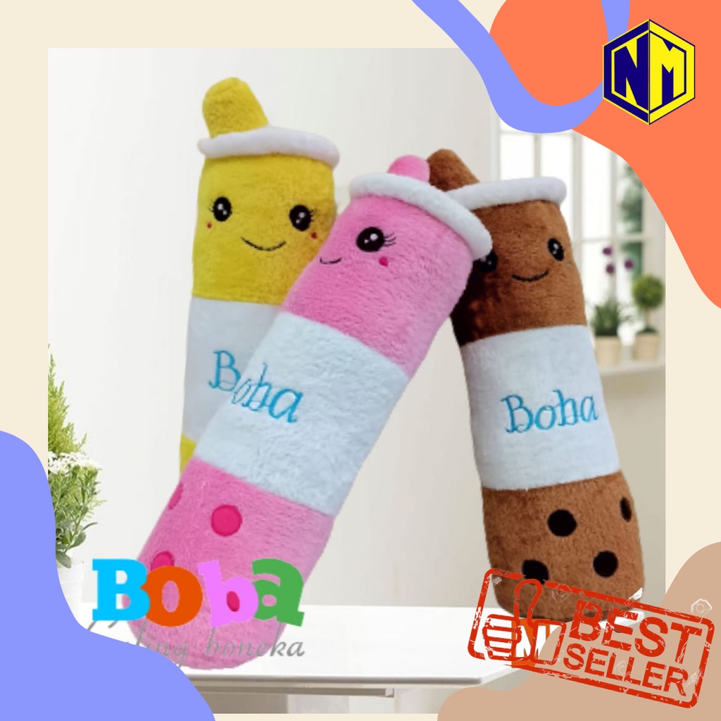 Boneka guling boba milk tea PREMIUM Harga Kaki lima tinggi 60cm Bahan Rasboa yang Halus dan Lembut
