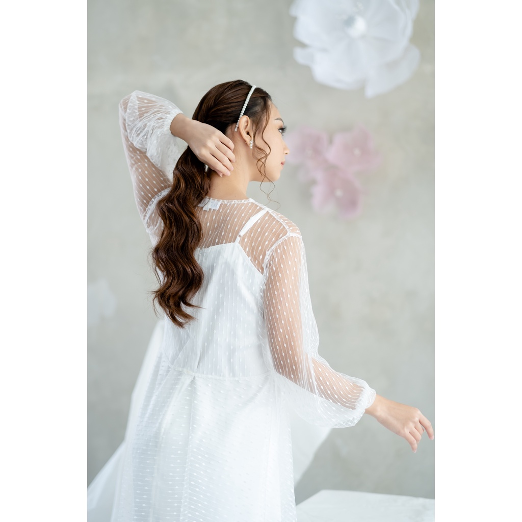 Serenity Tulle Obi Robe- FAE Collection- Kimono Pengantin Bride Robe Maternity Robe Premium 3D Brokat Wedding Robe