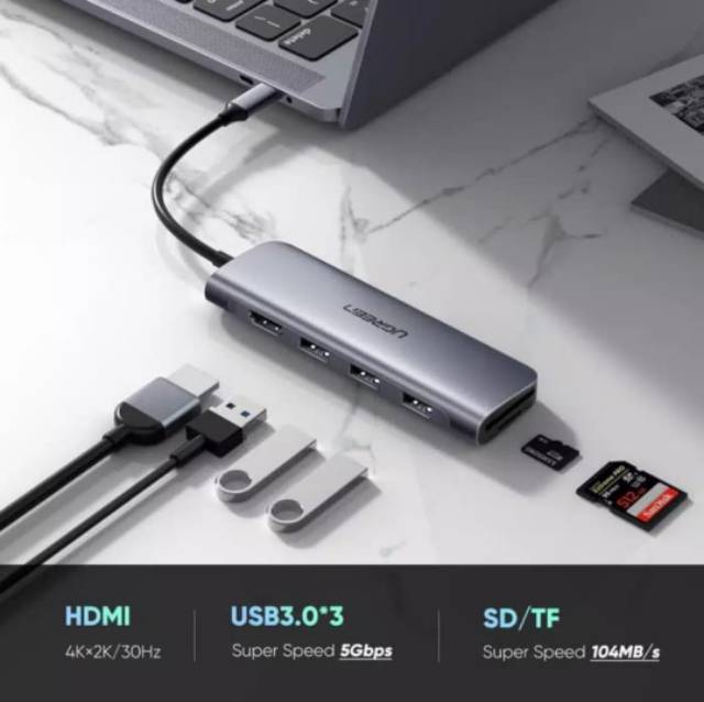 Ugreen Usb C 5 6 7 8 9 10 in 1 Usb C Hub to Hdmi 4K - Ugreen 15495 80133 60600 Hub HDMI Usb 3.0 Card Reader Gigabit Power Delivery