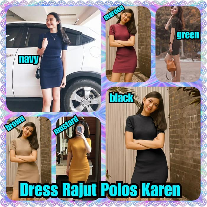 BAJU ATASAN DRES WANITA  Dress Rajut Polos Karen - Orange