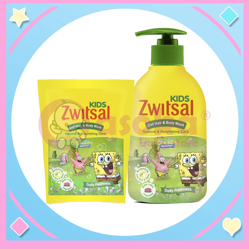 Zwitsal Kids 2-IN-1 Hair And Body Natural &amp; Nourishing Care Green 250ml / 280ml ASOKA