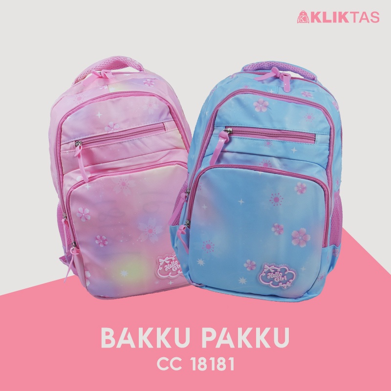 [KLIKTAS] Tas Ransel Sekolah SD Perempuan Besar Hello Girl 18181 Backpack Cewek Motif Rainbow