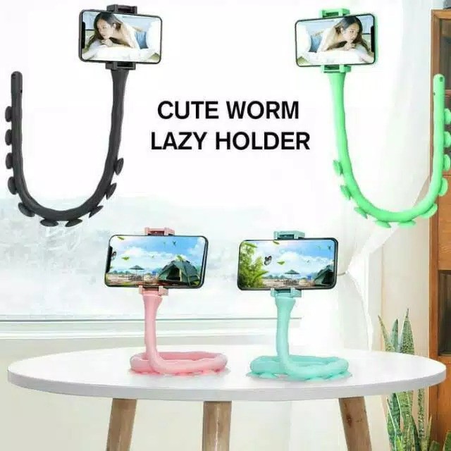 LAZY WORM Holder Lazypod Cacing Telescopic Size 7.4-10cm Universal Lazy Phone Holder Multifungsi