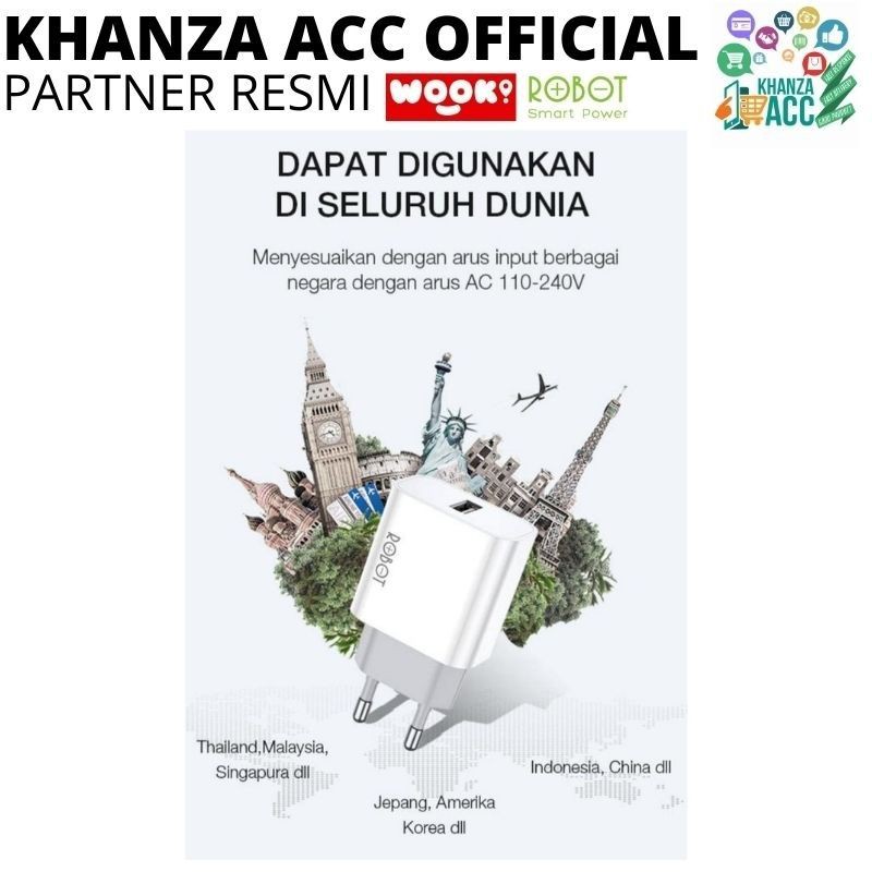 KHANZAACC Charger Robot RT-K8 10W 2A Small &amp; Portable ( Ecer 1 Pcs )