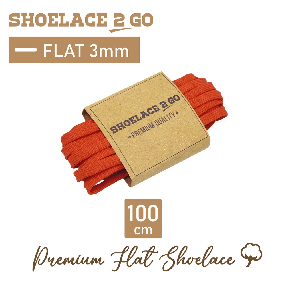 SHOELACE 2 GO PREMIUM TALI SEPATU GEPENG PIPIH FLAT F1 - RED - 100CM