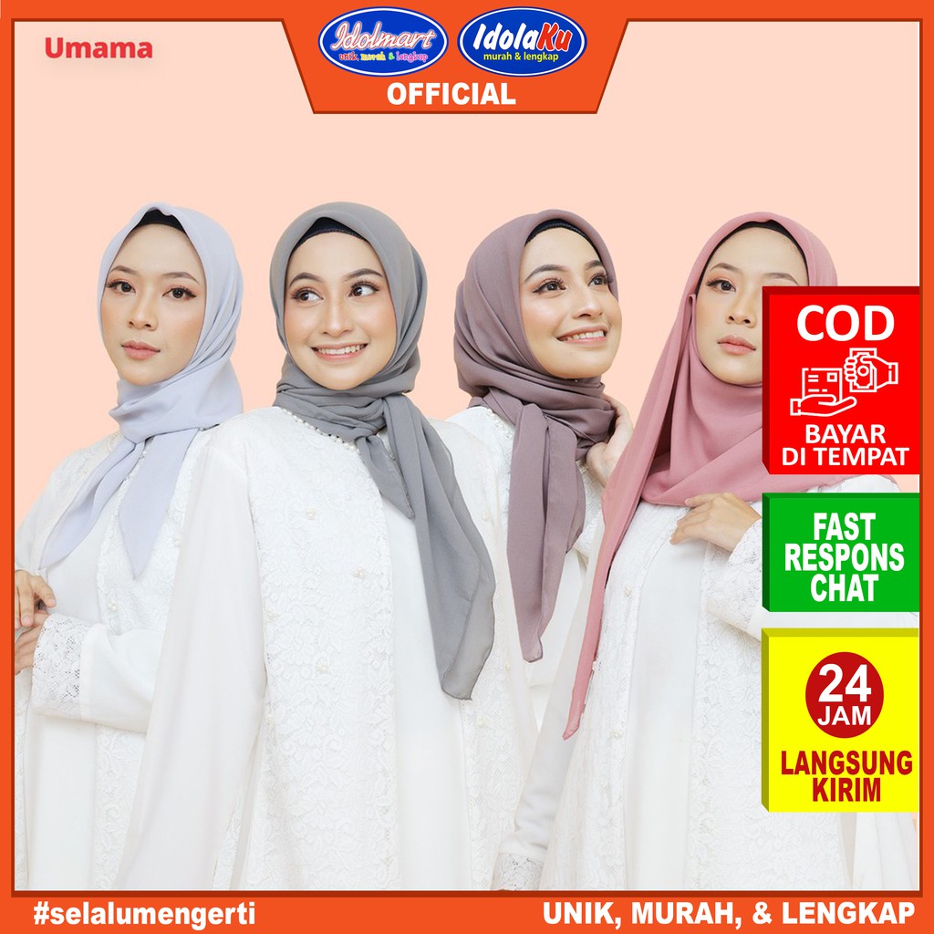 IDOLAKU Kerudung umama Polos Segi Empat Bella Square Hijab bella square Umama