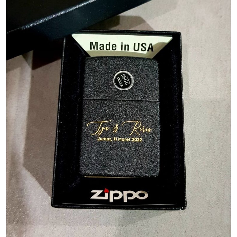 zippo Original Hitam Custom tulisan nama bisa ukir logo gambar dll zippo hitam pasir