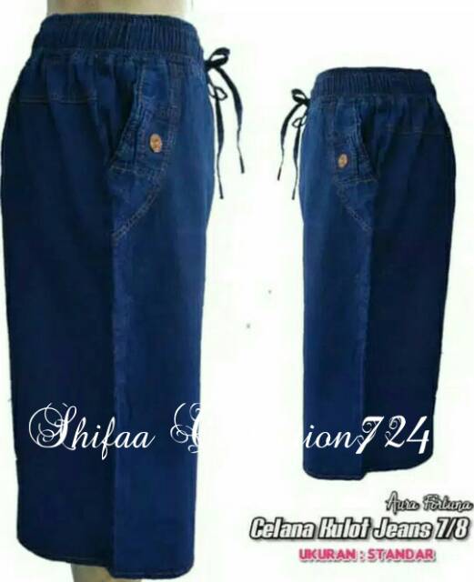 Celana Kulot Soft Jeans Pendek 7/8 , Size Standar (40-60 kg) dan Jumbo (B 60-80 kg)