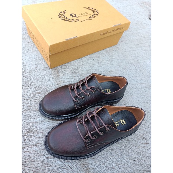 sepatu kulit asli 4 hole BURGUNDY - RAJIB