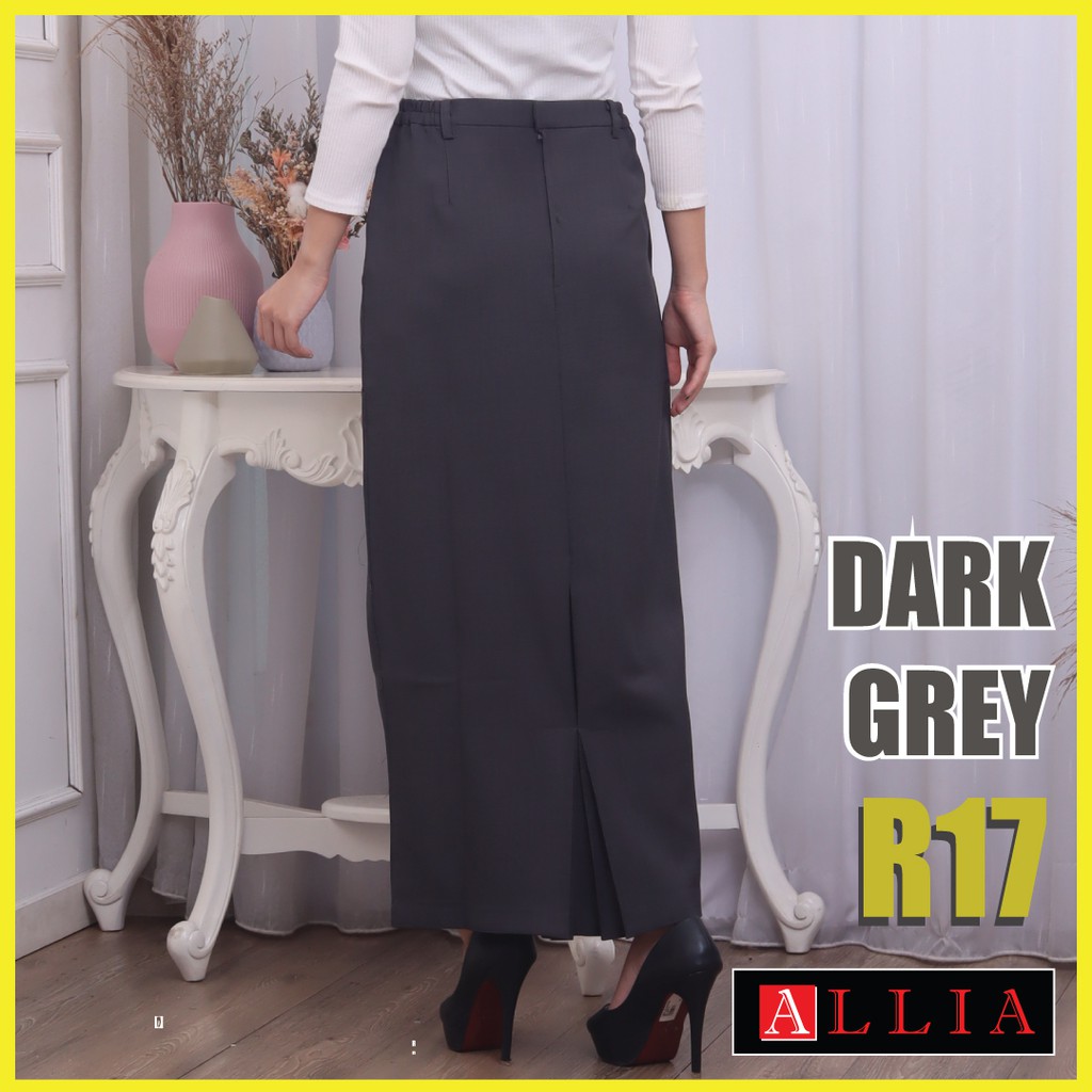 Rok Span ALLIA R17 Dark Grey M - 7L / Rok Kerja Wanita / Rok Bahan