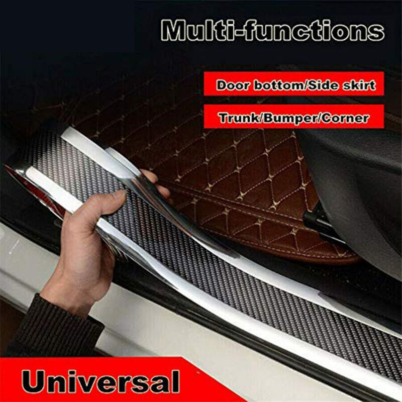 100*7cm Strip Sill Guard Karet Karbon Mobil/Karbon Sill Plate Stiker Pelindung/Body Sill Plate Pintu Mobil Stiker