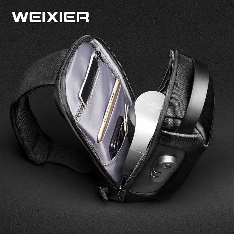 WEIXIER 9529 Tas Selempang Pria Shoulder Bag USB Port Anti Maling WK-SBY