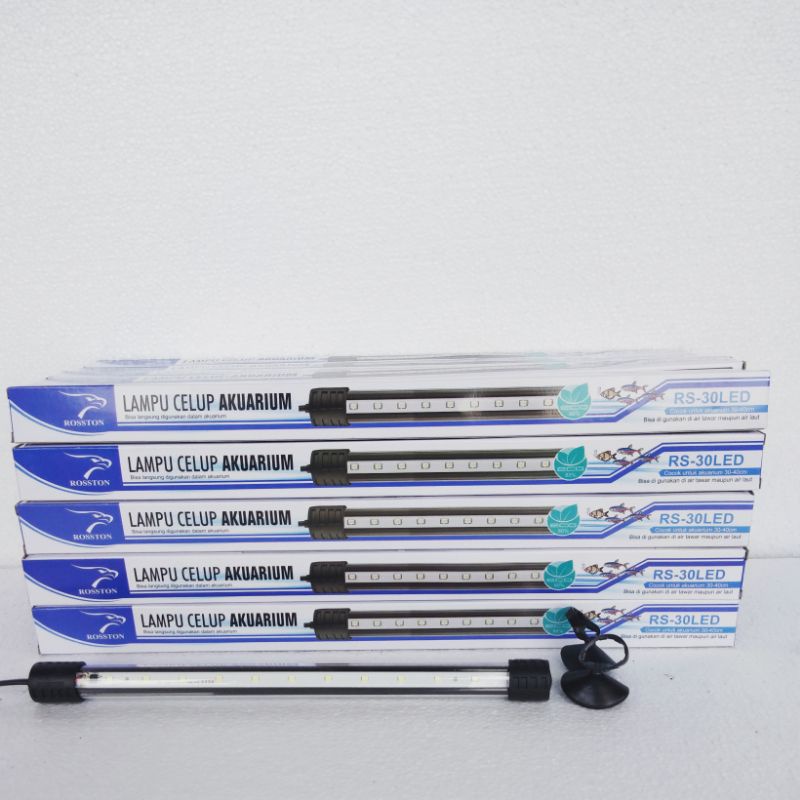 Lampu led celup aquarium 30cm ROSSTON RS 30 LED akuarium lamp 30 cm warna putih biru putih merah pelangi RGB (ROSTON)