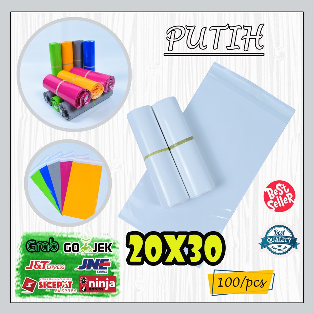 

HJK Polymailer kantong kemasan amplop plastik tebal 20X30 WARNA PREMIUM 100 PCS - GLOSSY mewah