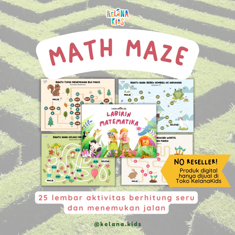 Printable Worksheet Game Labirin Matematika Aktivitas Buku Belajar Berhitung Anak 6 Tahun TK PDF