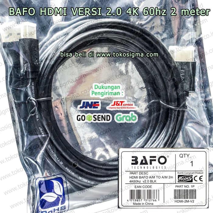 BAFO KABEL HDMI TO HDMI M-M 2m gold 3D