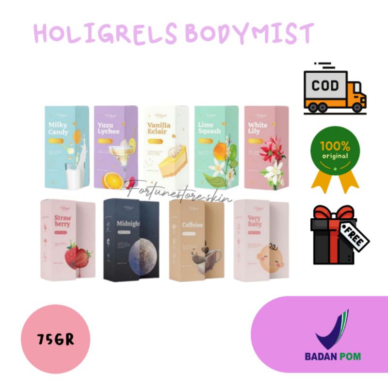 READY POPCORN SIAP KIRIM BODYMIST HOLIGRELS/HOLIGRELS SKINCARE BODYMIST