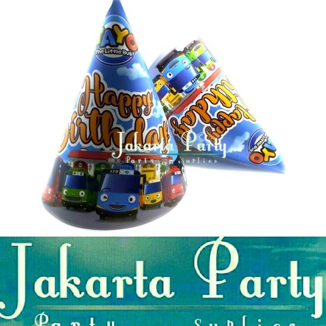 Best Product!!! Topi Ultah Kerucut Tayo / Topi Ultah Tayo / Topi Ulang Tahun Tayo - Paling Dicari