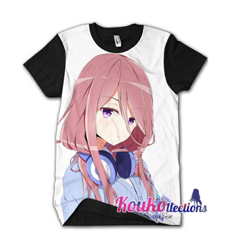 KAOS Anime NAKANO MIKU PRINT -pakaian pria dan wanita ,BAJU ANIME, anime stuff,poster anime