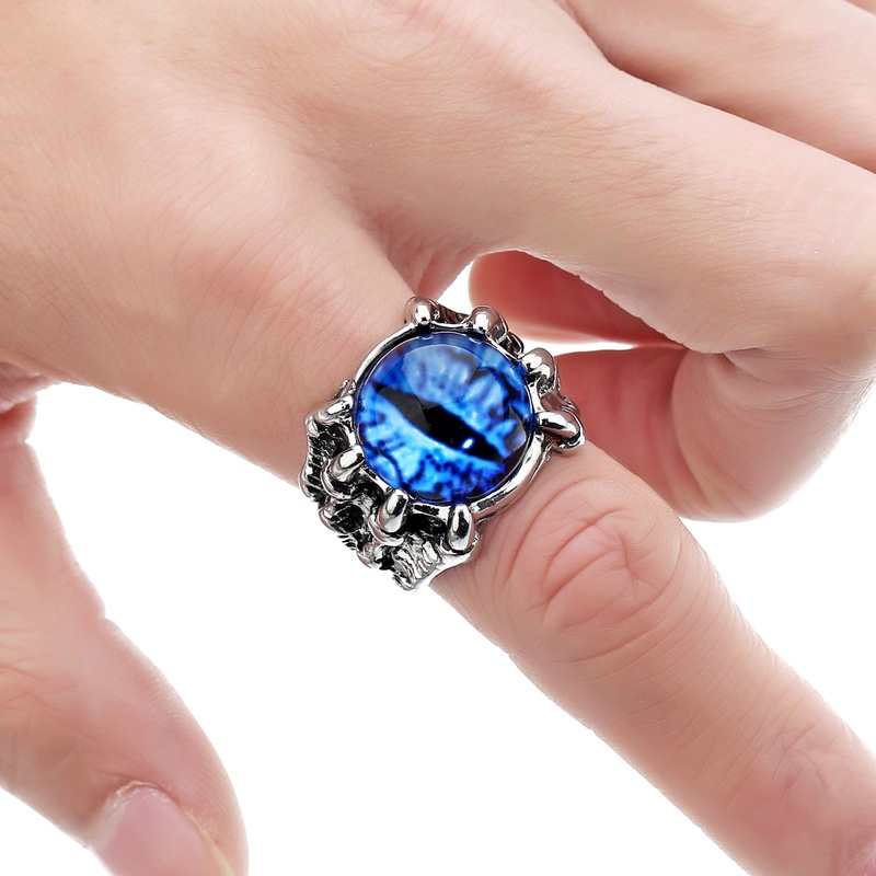 Cincin Desain Cakar Devil 's Eye Gaya Retro Punk Untuk Pria Dan Wanita