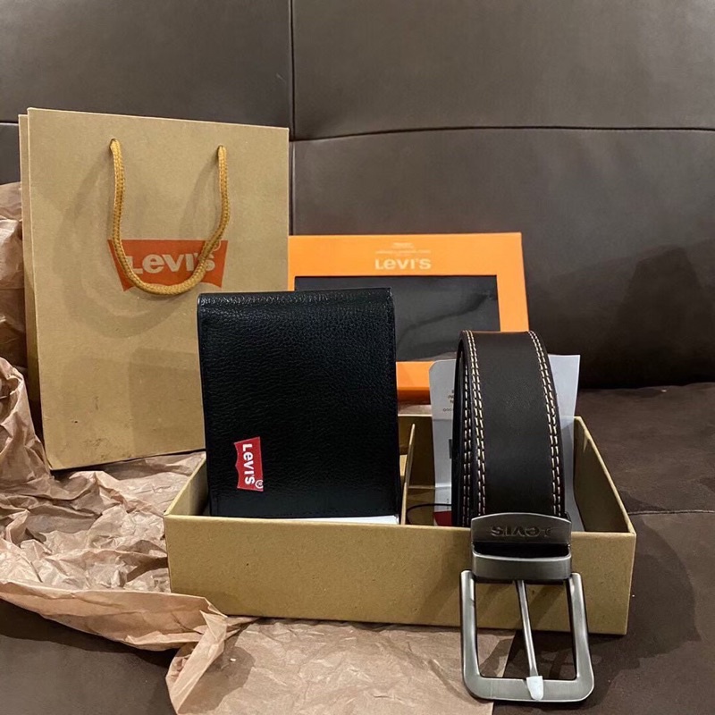 LEVIS LEVI’S WALLET &amp; BELT SET / LEVIS BELT &amp; WALLET SET / DOMPET LEVIS / SABUK LEVIS