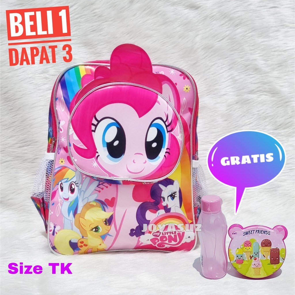 TAS ANAK PEREMPUAN KARAKTER 3IN1 - TAS SEKOLAH ANAK TK - TAS LOL SEPAKET - TAS GRATIS BOTOL MINUM