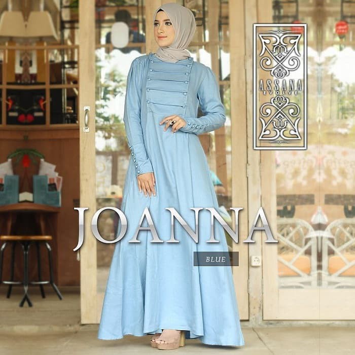 Gamis Joanna Dress Baju Panjang Muslim Casual Wanita Pakaian Hijab