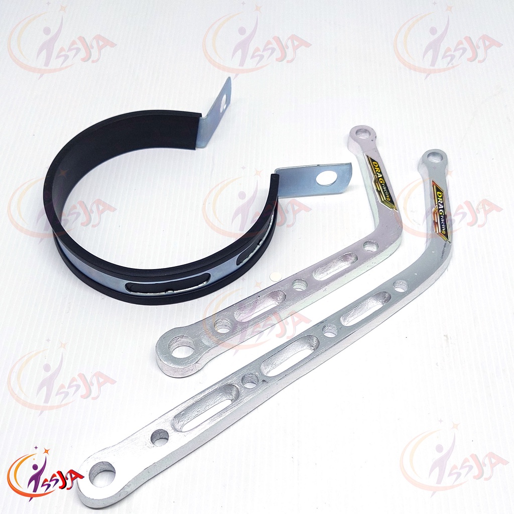 Kleman Knalpot Motor 3.5 inci Klem Plus Karet Pelindung PAKET Pangkon Braket Knalpot