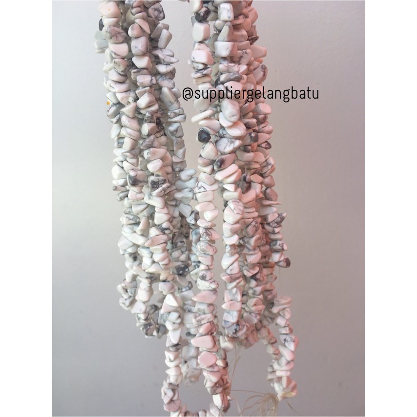 kerikil Batu alam white howlite pirus putih 1cm phyrus premium strand aksesoris bahan craft fashion