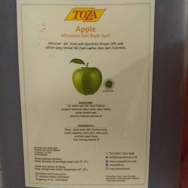 

Toza Juice Buah Apel 5 Liter / Galon