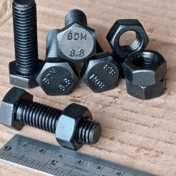 BAUT BAJA HTB 8.8 M14 X 40 / BAUT BAJA M14 X 40 HITAM / BAUT M14X40 BAJA / BAUT 22 KUNCI 22 FULL DRA