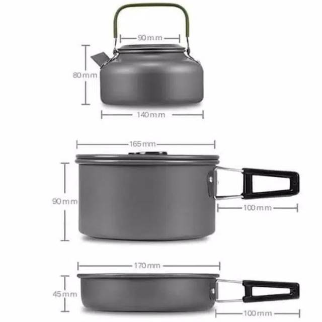 Cooking set DS308 SY308 nesting panci teko kettle ketel camping outdoor