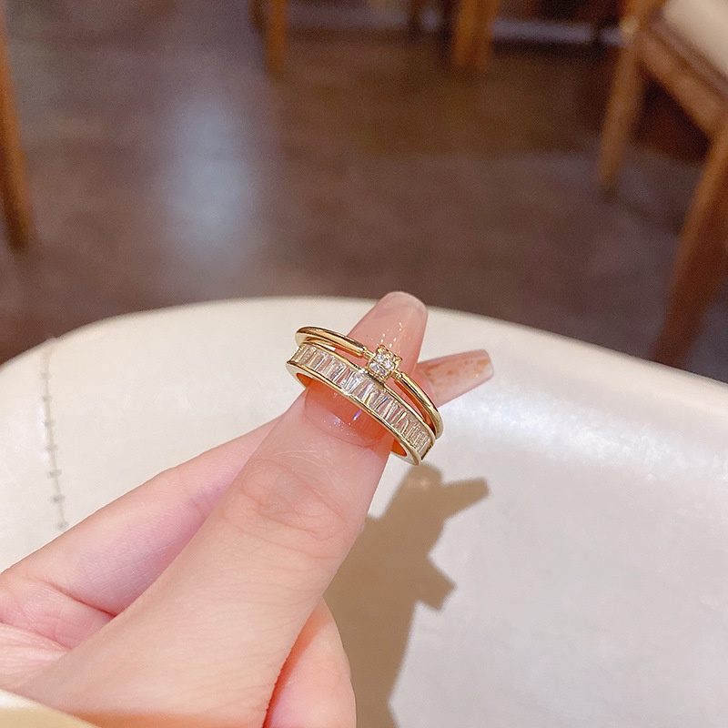 Cincin Jari Telunjuk Desain Lingkaran Polos Hias Zirkon Untuk Wanita