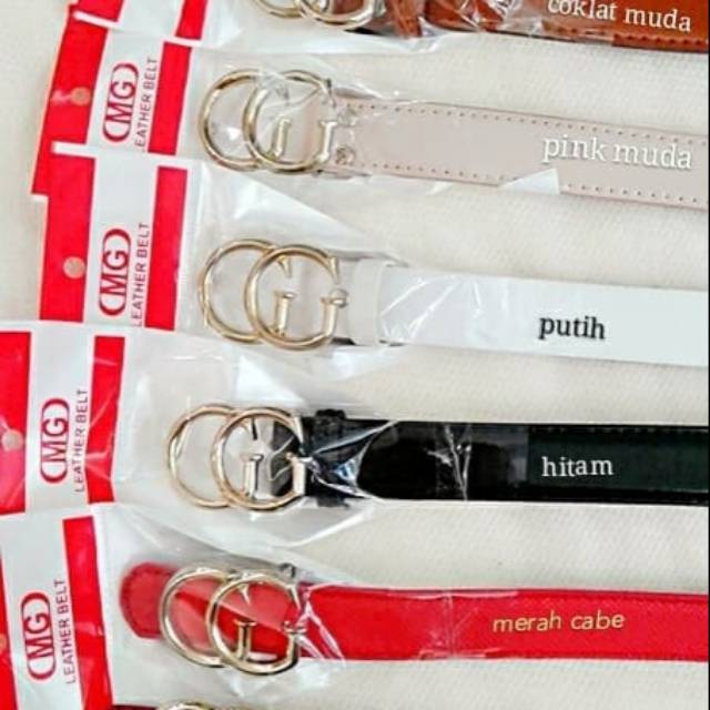 Gesper wanita model GUCCI.sabuk ikat pinggang merah. - Merah