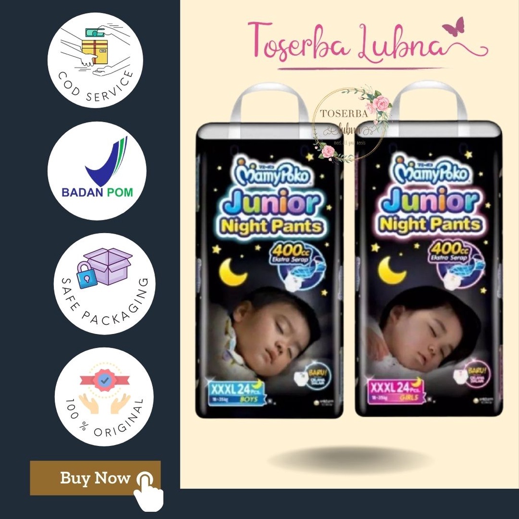 MAMYPOKO PANTS XXXL24 JUNIOR NIGHT PANTS JUMBO XXXL 24 GIRLS/BOYS - Pampers Anak Jumbo - Mammy Poko 