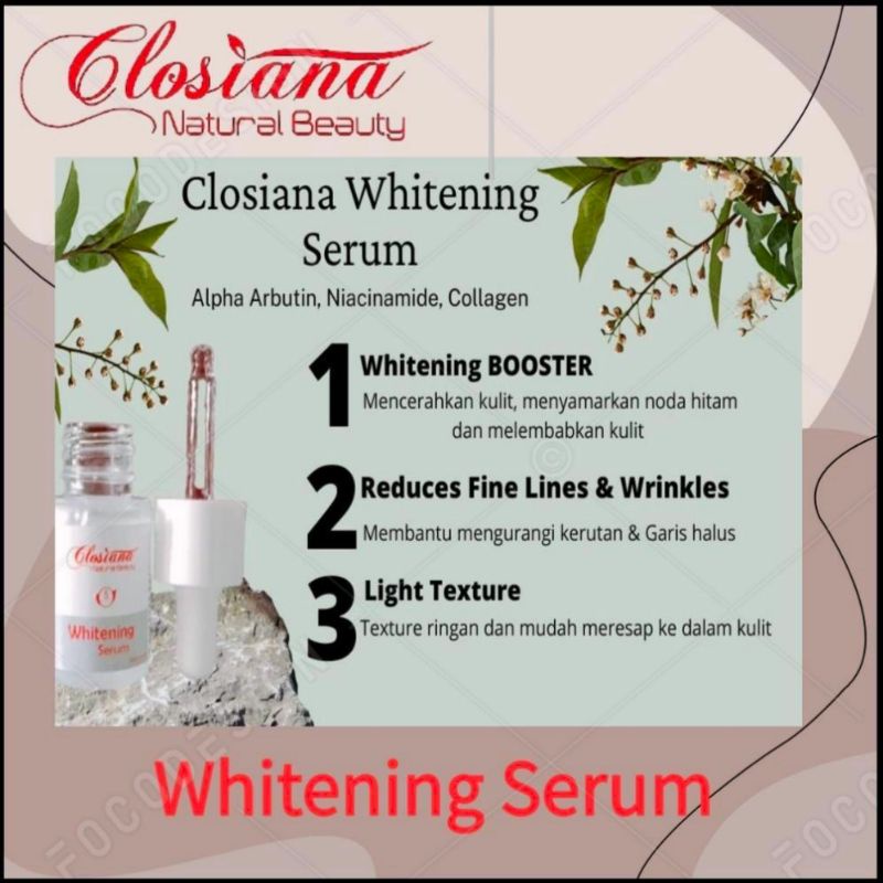 closiana Natural beauty whitening paket skincare isi 6pcs produk ORI