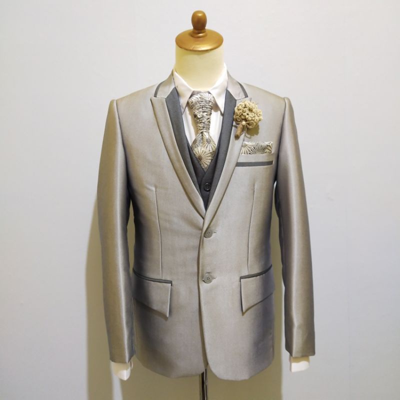 Jas Pengantin/Jas Wedding/Jas Formal pria semi wool - Silver 1