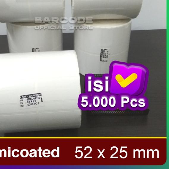 

♪ LABEL BARE 52 X 25 - 2 LINE - KERTAS STICKER LABEL SEMICOATED ♂