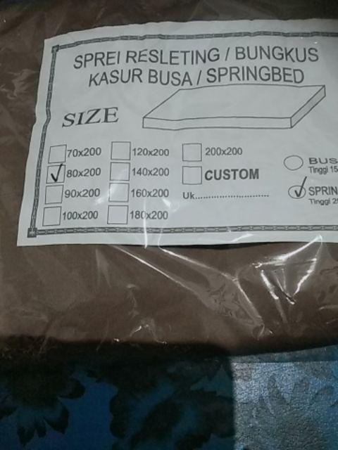 Sprei Resleting / Sarung Kasur Springbed Uk. 80x200 Tinggi 25-30 Cm Polos