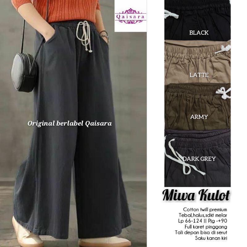 Miwa Pants - Celana Kulot Wanita Dewasa Jumbo Bahan Katun Twill Premium Motif Polos
