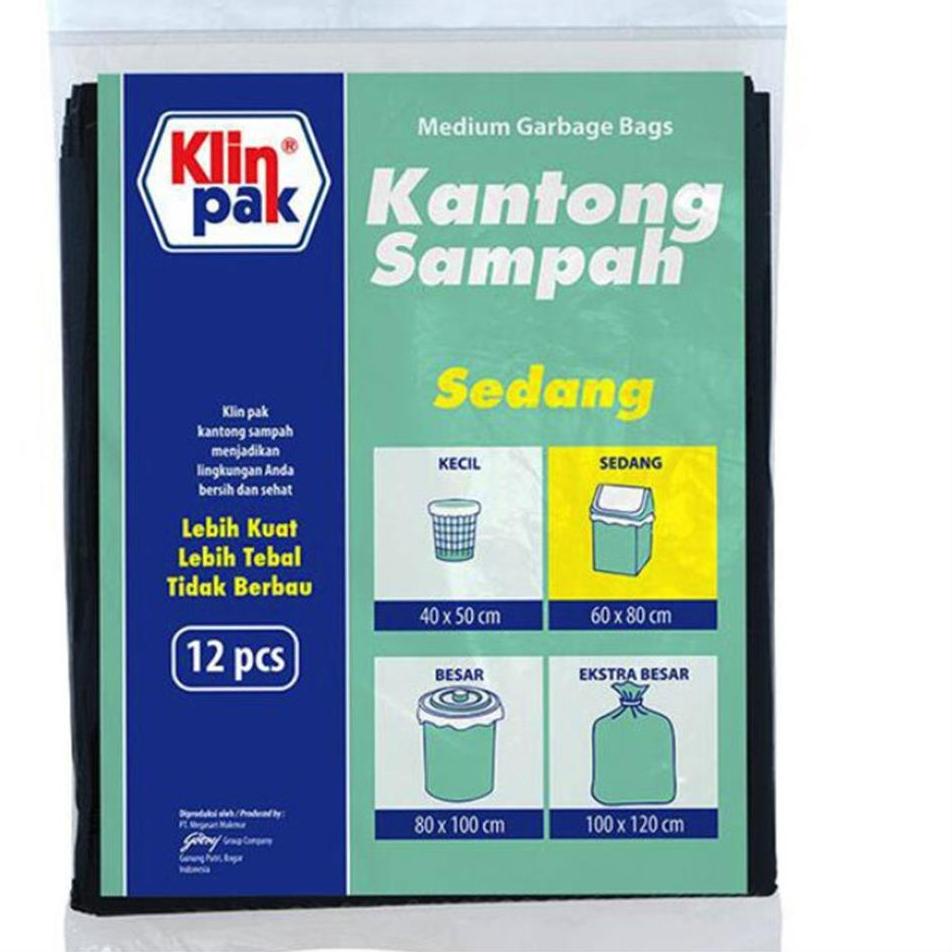 Promo Irit Klinpak Klin Pak Kantong Sampah Plastik Hitam Sedang 60CM x 80CM - 60 CM x 80 CM Isi 12 PCS