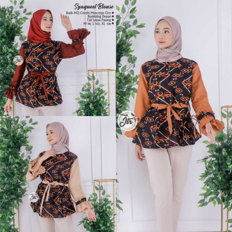 MODEL ATASAN WANITA TERBARU SYAQUELL BLOUSE ATASAN BATIK WANITA M L XL 2022