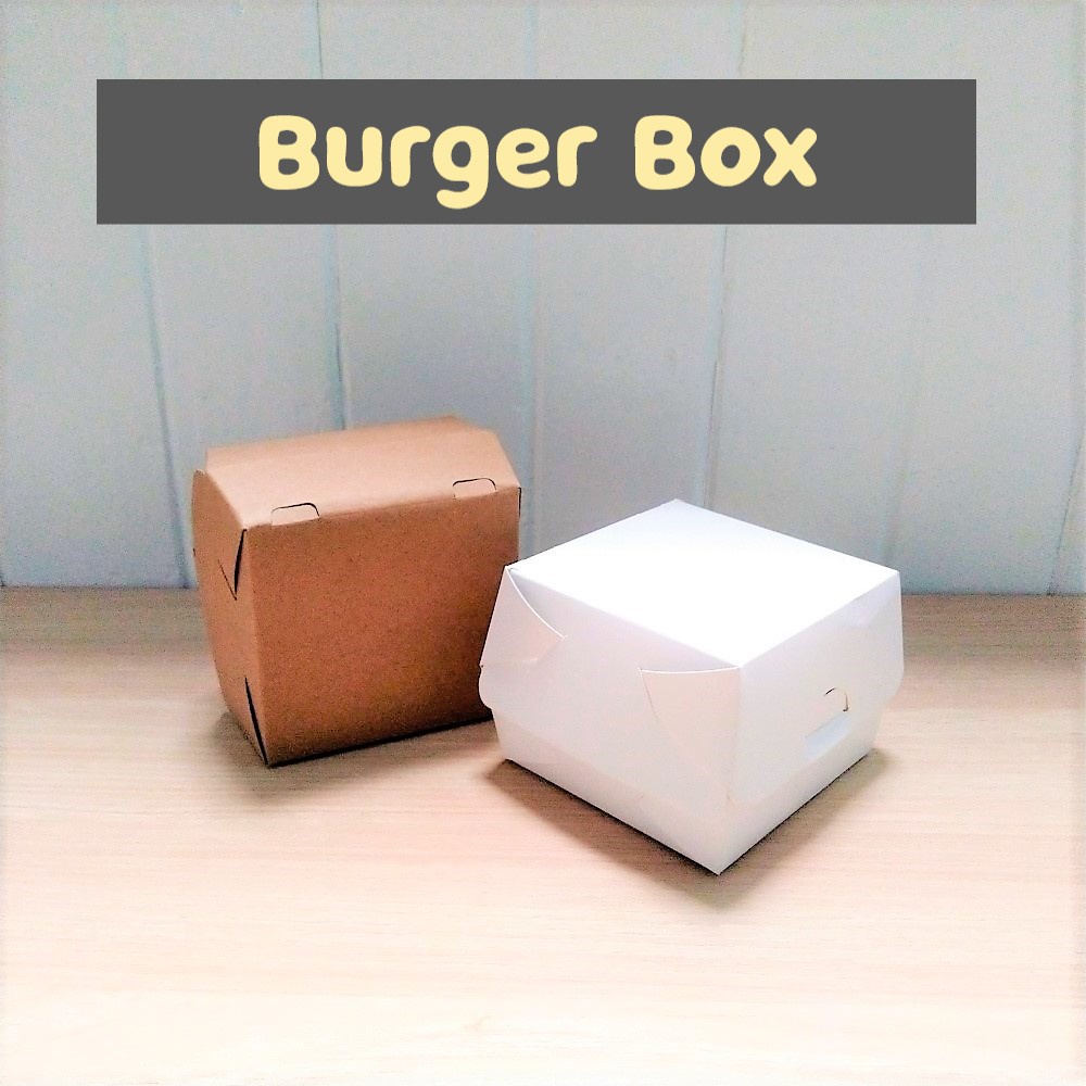 Box / Kotak Burger Warna Kraft Putih