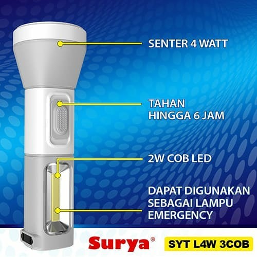 Senter Tangan Cas Kecil Emergency LED Surya SYT L4W 3COB Putih