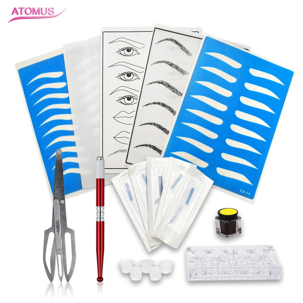 

PRODUK IMPORT 1 Kit Tebori Microblading Practice Leather Skin Ruler De Tinta Para Sobrancelha