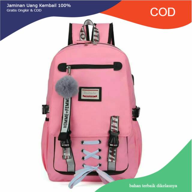 ZV1999_Tas Anak Sekolah Simple Siswa SD SMP SMA Ransel Backpack Perempuan Garsel FKT 5929