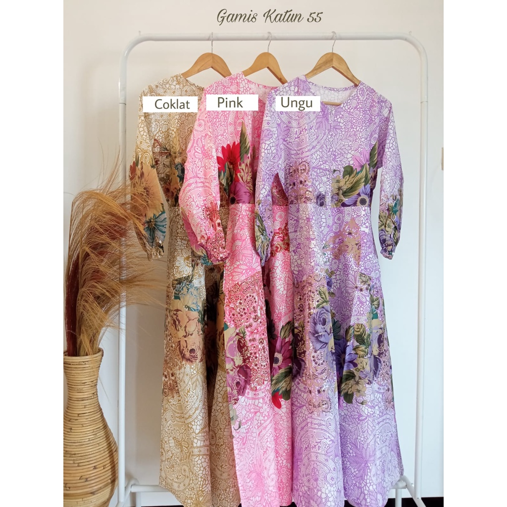 GAMIS WANITA TERBARU KATUN MOTIF BUNSUI DRESS FORMAL FASHION MUSLIM